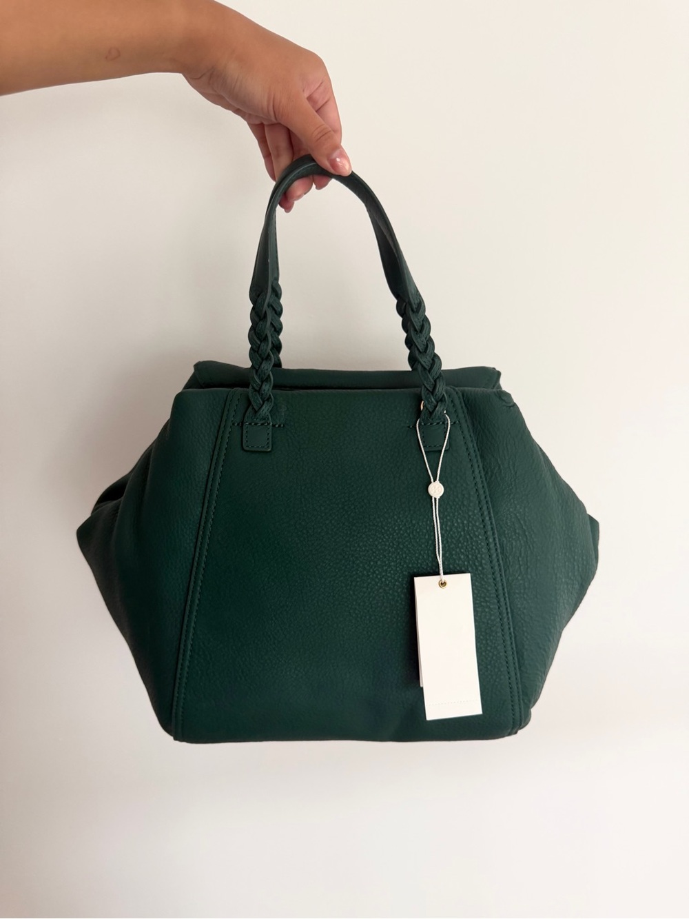 Tory Burch Green Half Moon Leather Satchel Large Bag Brand New NWT - Picture 4 of 13